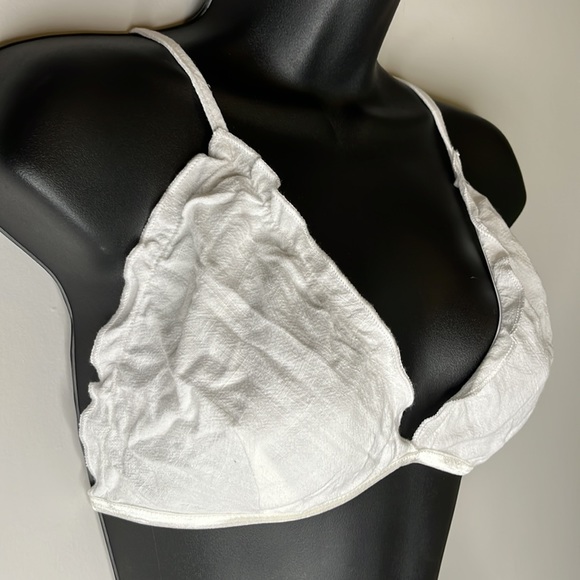 NWT Pretty Little Thing White Linen Triangle Bikini - Picture 5 of 11